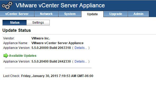 vmware vcenter server appliance web console