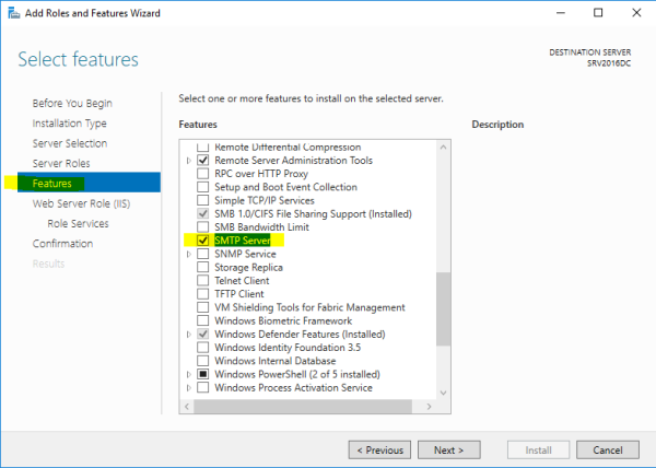 Настройка smtp сервера windows server 2016