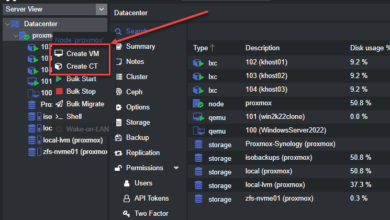 Creating either a new virtual machine or containers in proxmox