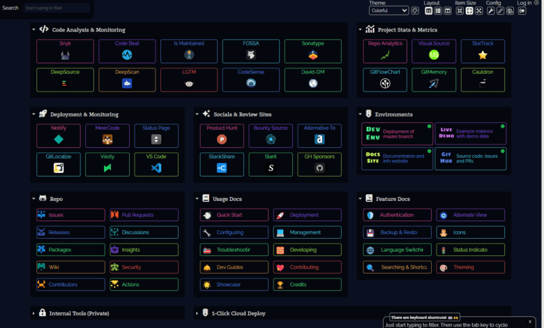 Dashy home lab dashboard example