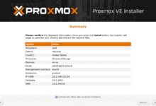 Proxmox install summary screen
