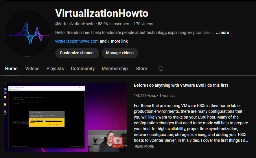 Virtualizationhowto youtube channel