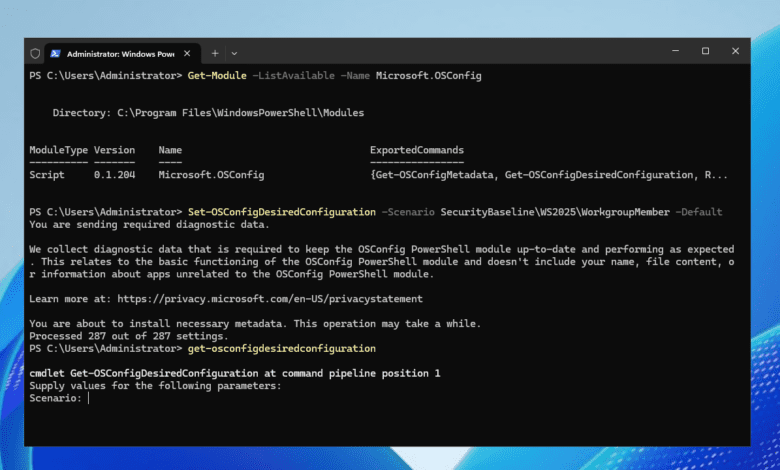 New osconfig powershell security tool