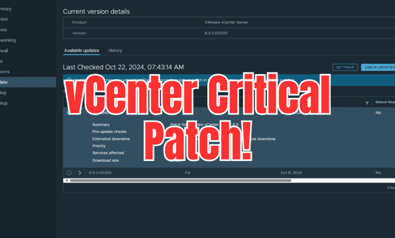 Vcenter critical patch