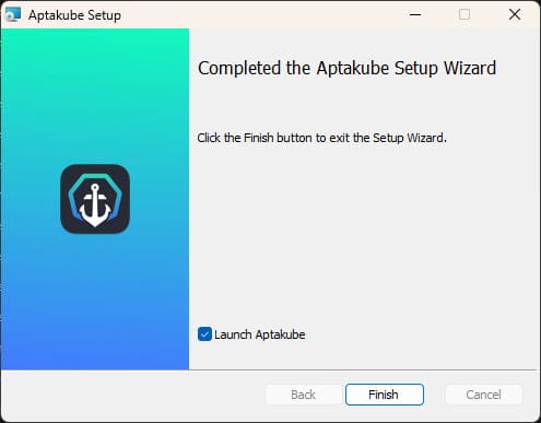 Aptakube is installed and ready to launch