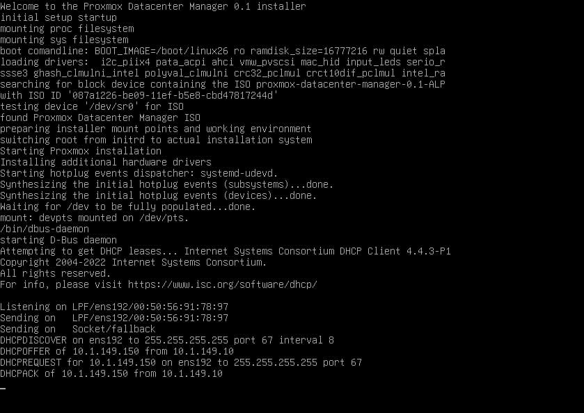 Booting proxmox datacenter manager for the first time