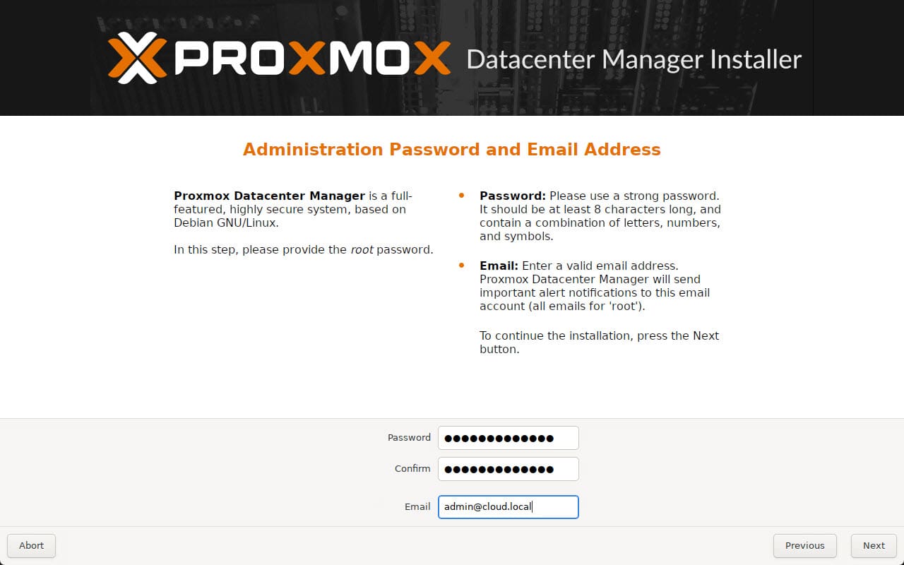 Set the password for proxmox datacenter manager pdm