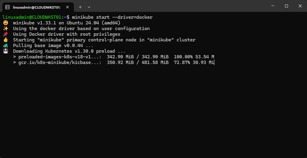 Installing minikube with docker for kubernetes home lab