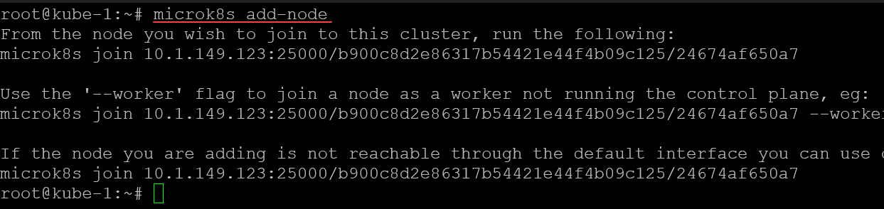 Adding a node to microk8s