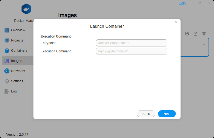 Configure docker container entrypoint