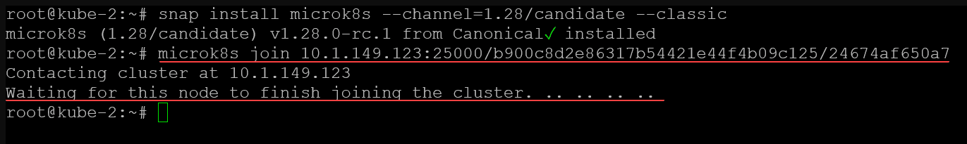 Joining a node to the microk8s cluster