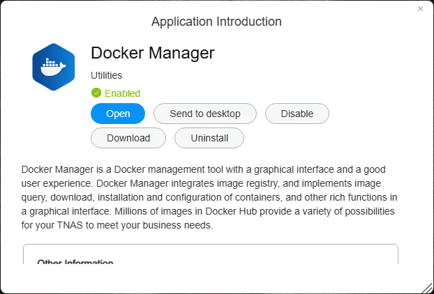 Open the docker manager