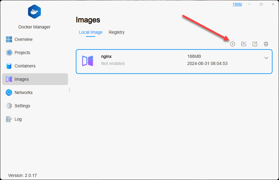 Starting a container from the downloaded image