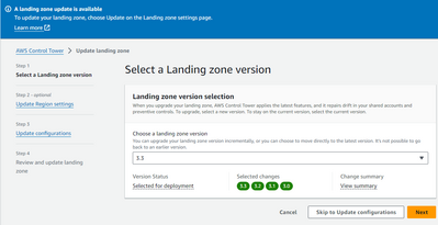 starting the update landing zone wizard