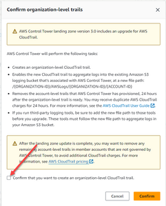 confirm to create an organization level cloud trail trail