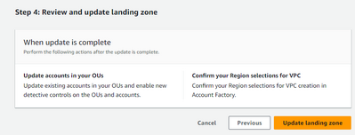 confirm to update the AWS control tower landing zone