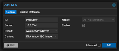 configure nfs connection in proxmox