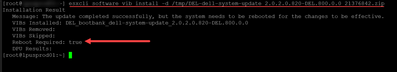 installing the dell system update utility with esxcli software vib install command