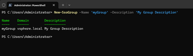 creating a new sso group using powercli