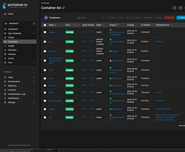 portainer management gui for managing docker containers