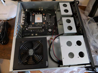 case and power supply installed proxmox server build