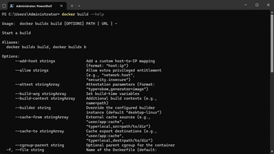 docker build help command