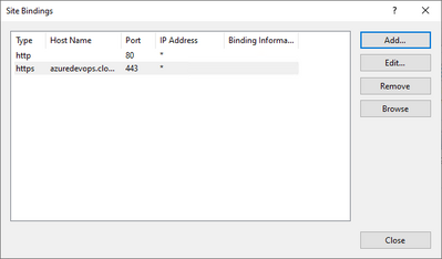 ssl binding for azure devops server added successfully