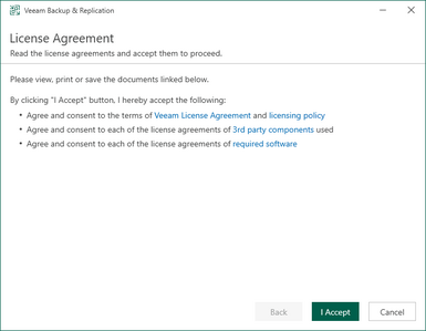 accept the eula for veeam backup and replication 12.2