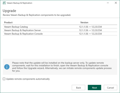 review the veeam components to be upgraded with veeam 12.3