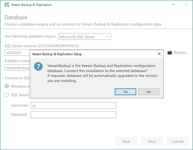 note about upgrading the veeam backup and replication database