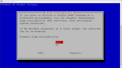 disable high availability to free up resources option