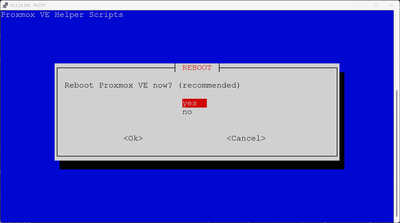 reboot proxmox ve server option after updating